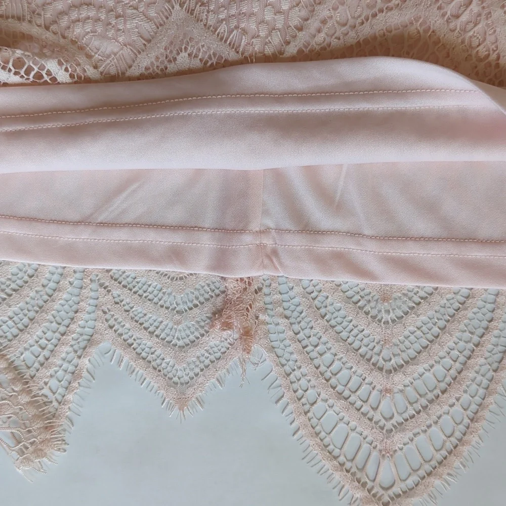 NWT Sharagano NY Azalea Faux Wrap Floral Lace Scalloped Midi Dress 8 Pink Mirage - Picture 16 of 16